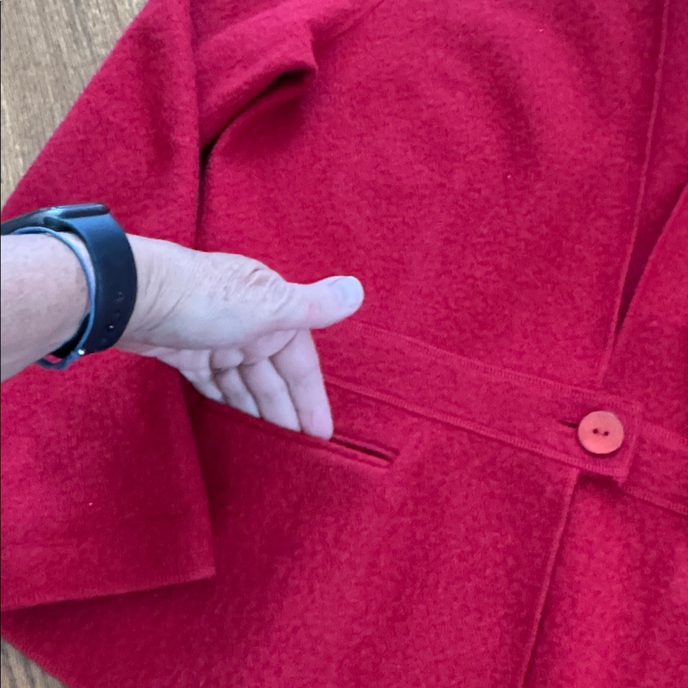 Talbots Red Open-Front Wool Blazer Jacket - Picture 4 of 8
